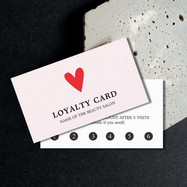 Fidélité Élégant Rose Red Heart Beauty Salon Carte de fidél (Créateur téléchargé)