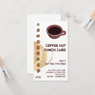 Fidélité Tache de café et carte perforée de boissons de