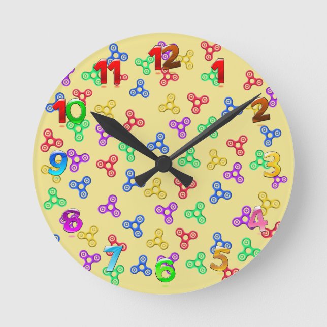Fidget Spinners Wall Clock Runde Wanduhr (Vorderseite)