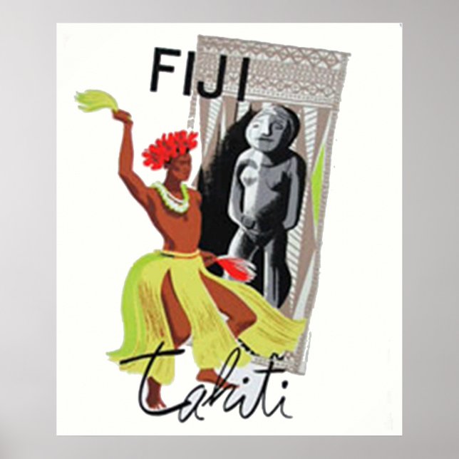 Fidji Tahiti Poster vintage (Devant)
