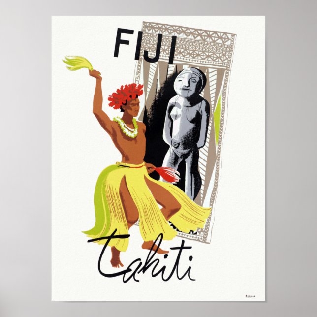 Fidji Tahiti Poster vintage (Devant)