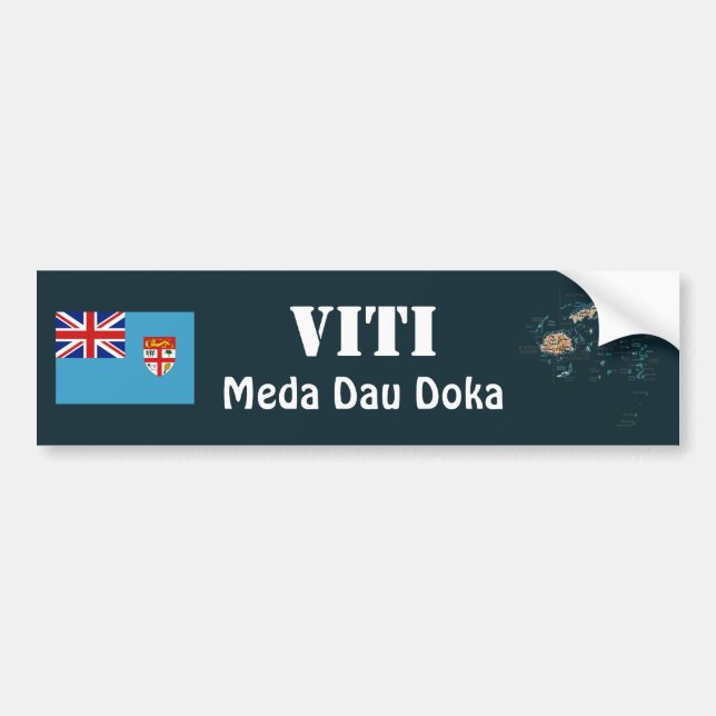 Fidschi-Flagge + Karte Autoaufkleber (Vorne)
