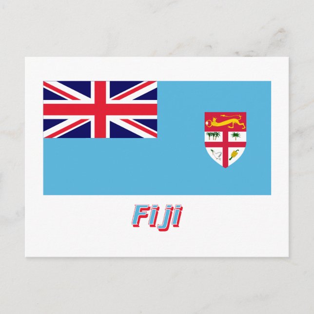 Fidschi-Flagge mit Name Postkarte (Vorderseite)
