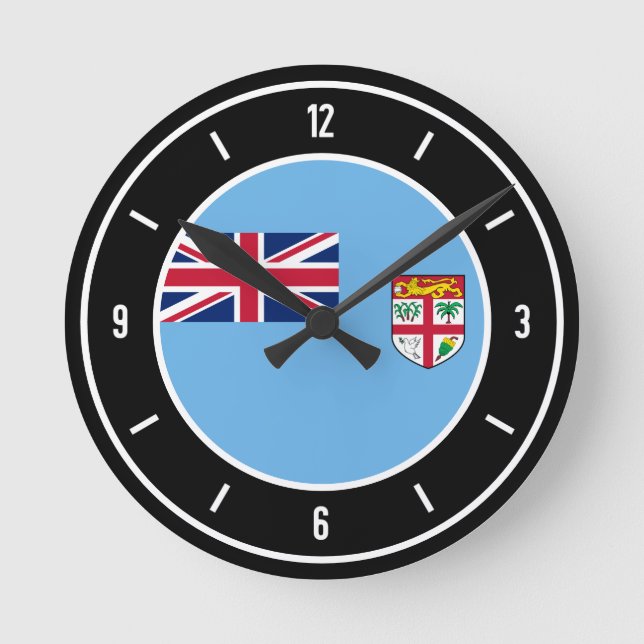 Fidschi-FlaggenElegant Runde Wanduhr (Vorderseite)