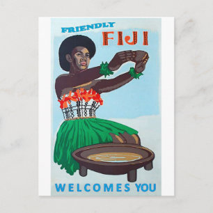 Fidschi-Insel, Einheimische Frau mit traditionelle Postkarte