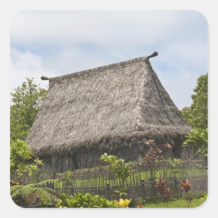 Fidschi, Viti Levu Insel. Polynesisches Kulturzent Quadratischer Aufkleber