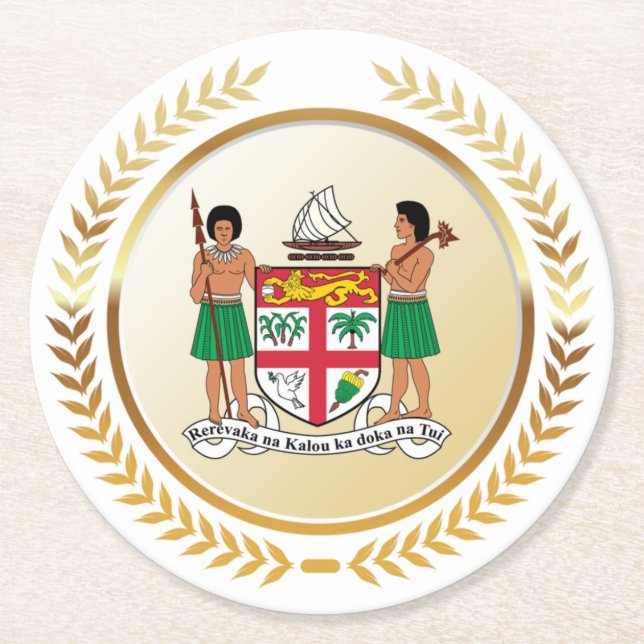 Fidschi-Wappen Runder Pappuntersetzer (Vorderseite)