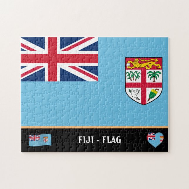Fidschian Flag & Fidschi-Land / Fidschi-Inseln (Horizontal)