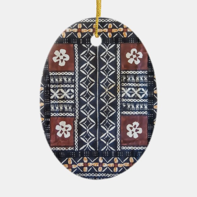 Fidschitapa-Stoff-Druck-Verzierung Keramikornament (Vorne)