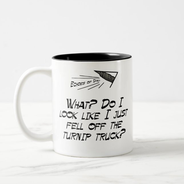 Fiel weg vom Rübe-LKW? Zweifarbige Tasse (Links)