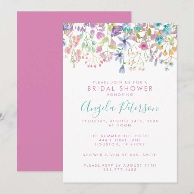 Field Floral Bridal Show Invitation (Devant / Derrière)