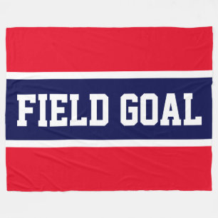 FIELD GOAL Bright Red White Navy Blue Streifen Fleecedecke