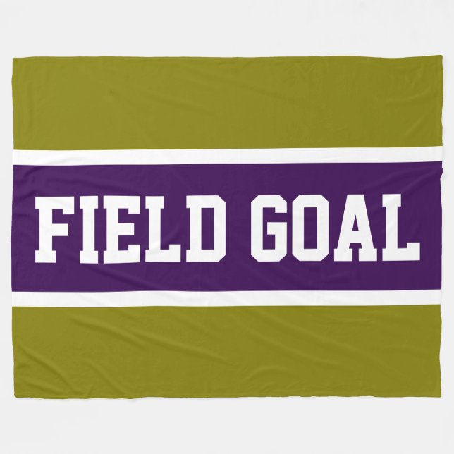 FIELD GOAL Sporty Deep Purple White Olive Stripes Fleecedecke (Vorderseite (Horizontal))