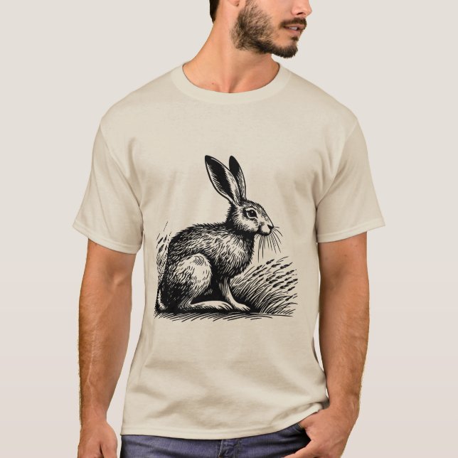 Field Hare – Rustic Rabbit T-Shirt Design (Devant)