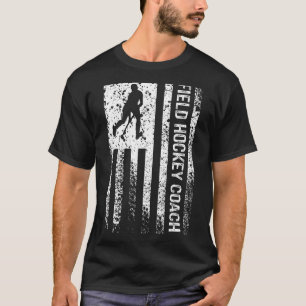 Field Hockey Coach American Flag Vintag T-Shirt