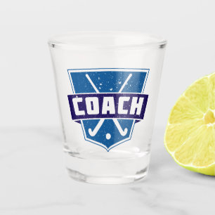 Field Hockey Coach Shield, blau Schnapsglas