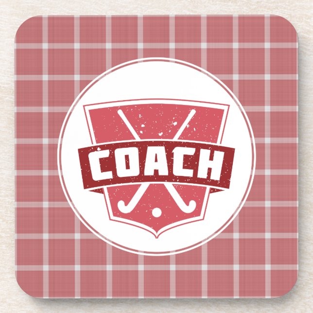 Field Hockey Coach Shield Drinks Untersetzer (Vorderseite)