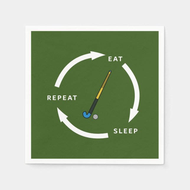Field Hockey Eat Sleep Wiederholung Sportfan Spric Serviette (Vorderseite)