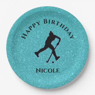 Field Hockey Girls Birthday Sparkle Pappteller