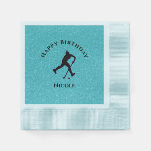 Field Hockey Girls Birthday Sparkle Serviette
