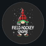 Field Hockey Gnome Buffalo Plaid Matching Family C Runder Aufkleber<br><div class="desc">This is a great Christmas gift. Your family,  friends or children will love this gift after you give it to them. Wishing you and your family and friends a Merry Christmas.</div>