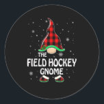 Field Hockey Gnome Buffalo Plaid Matching Family C Runder Aufkleber<br><div class="desc">This is a great Christmas gift. Your family,  friends or children will love this gift after you give it to them. Wishing you and your family and friends a Merry Christmas.</div>