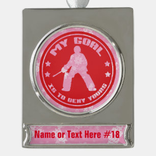Field Hockey Goalie Custom Weihnachtsdekoration Banner-Ornament Silber
