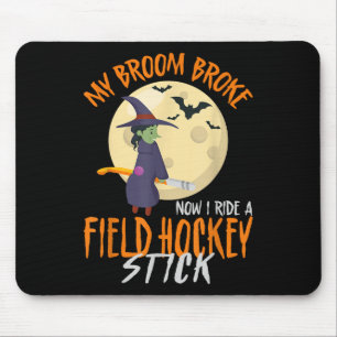 Field Hockey Halloween Hexe Mein Besen ist kaputt Mousepad