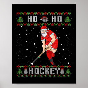 Field Hockey Ho Ho Hockey Hässlicher Weihnachtsman Poster
