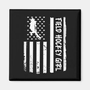 Field Hockey Mädchen USA-Flagge Magnet