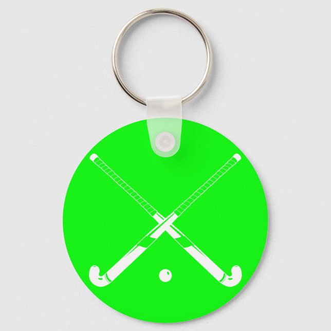 Field Hockey Silhouette Schlüsselanhänger Green (Vorderseite)
