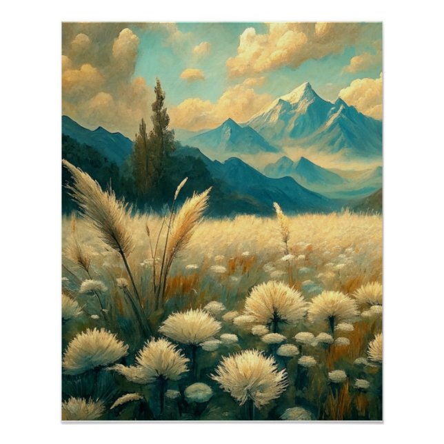 Field Landscape Wild Flowers Wall Poster Art (Vorderseite)