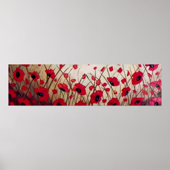 "Field of Poppies 1", Gemälde von Linda Powell Poster (Vorne)