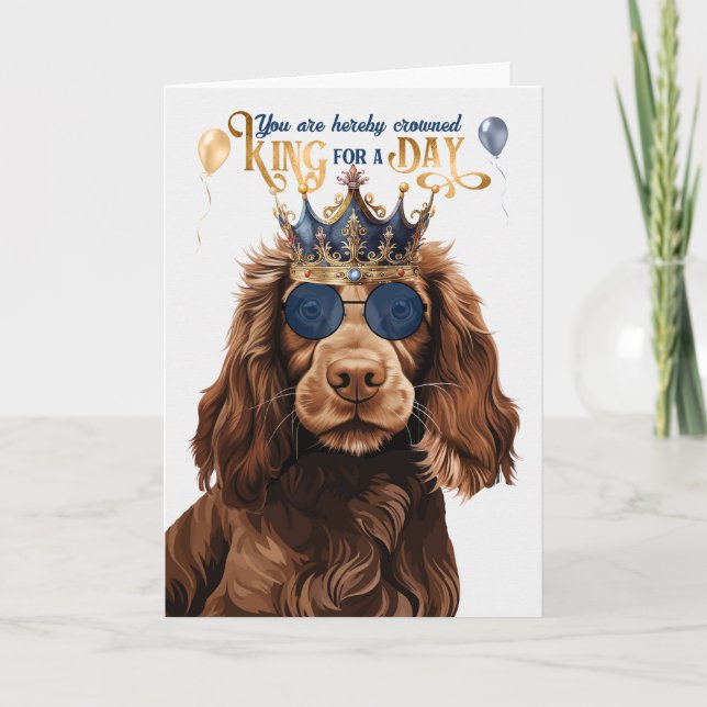 Field Spaniel Dog King Funny Birthday Karte (Vorderseite)