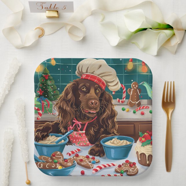 Field Spaniel Feiertag Backen: Feierliche Weihnach Pappteller (Hochzeit)