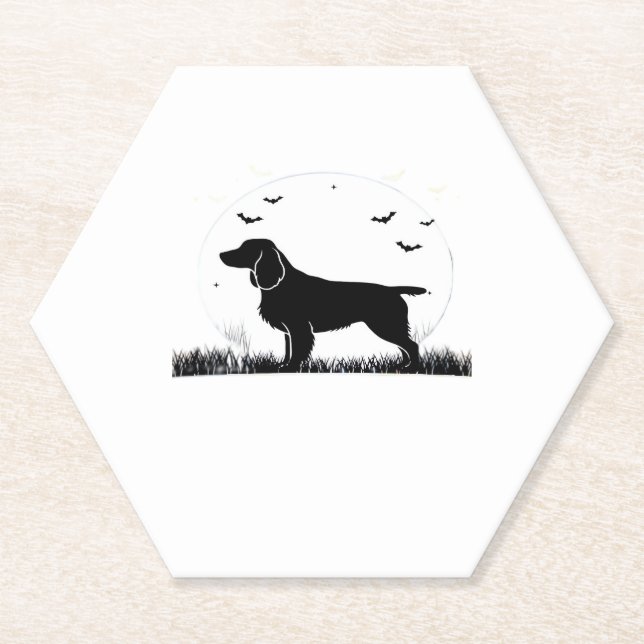 Field Spaniel Hund � Halloween Moon Silhouette Cla Untersetzer (Vorderseite)