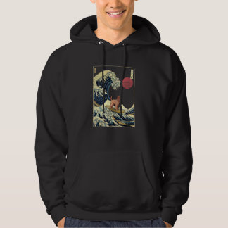 Field Spaniel Japanese Kanagawa Wave  Surf Dog Hoodie