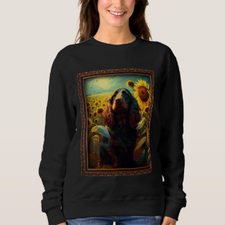 Field Spaniel Painting Sunflower Flower Mom Women  Sweatshirt