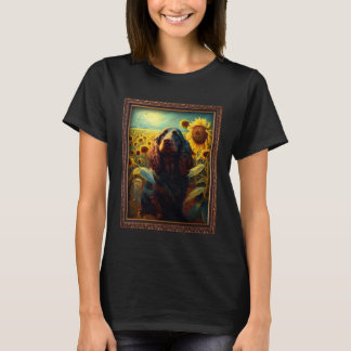 Field Spaniel Painting Sunflower Flower Mom Women  T-Shirt