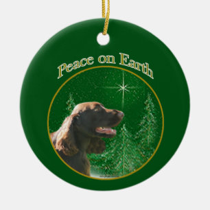 Field Spaniel Peace Schlüsselanhänger Keramik Ornament
