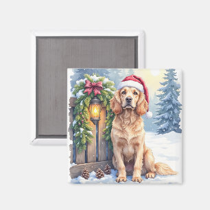 Field Spaniel Schneezäun Weihnachtsmannhut Weihnac Magnet