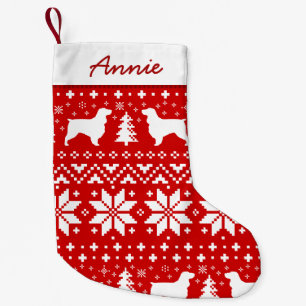Field Spaniel Silhouetten Hunde Urlaubsmuster Kleiner Weihnachtsstrumpf