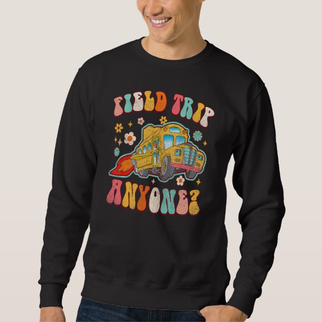 Field Trip Anyone Groovy School Bus Driver Yellow  Sweatshirt (Vorderseite)