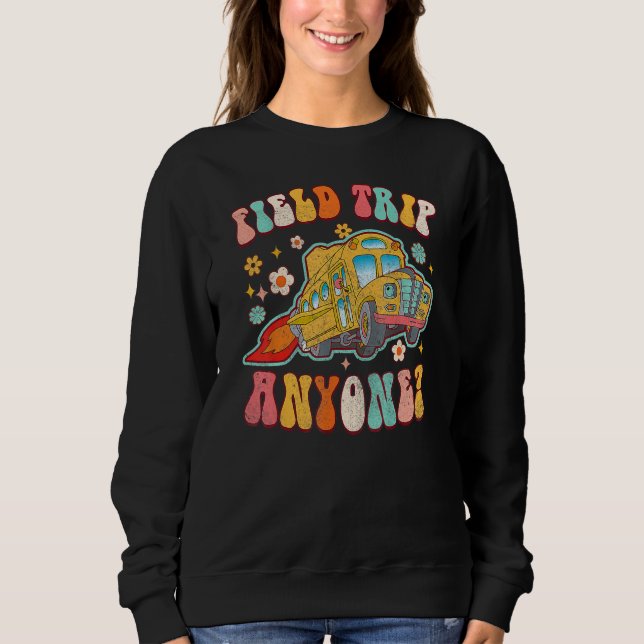 Field Trip Anyone Groovy School Bus Driver Yellow  Sweatshirt (Vorderseite)