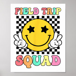 Field Trip Squad Groovy Field Day Hippie Smile Fac Poster