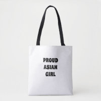 Fier asiatique fille, noir blanc Sac fourre-tout