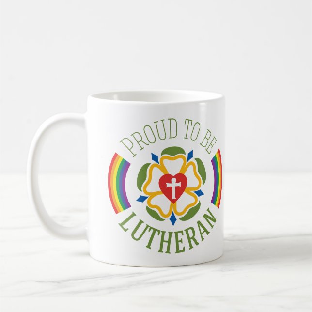 Fier d'être tasse luthérienne - blanc (Gauche)