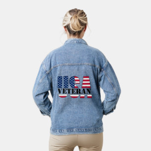 Fier Femme Vétérinaire Patriotique Veste Denim