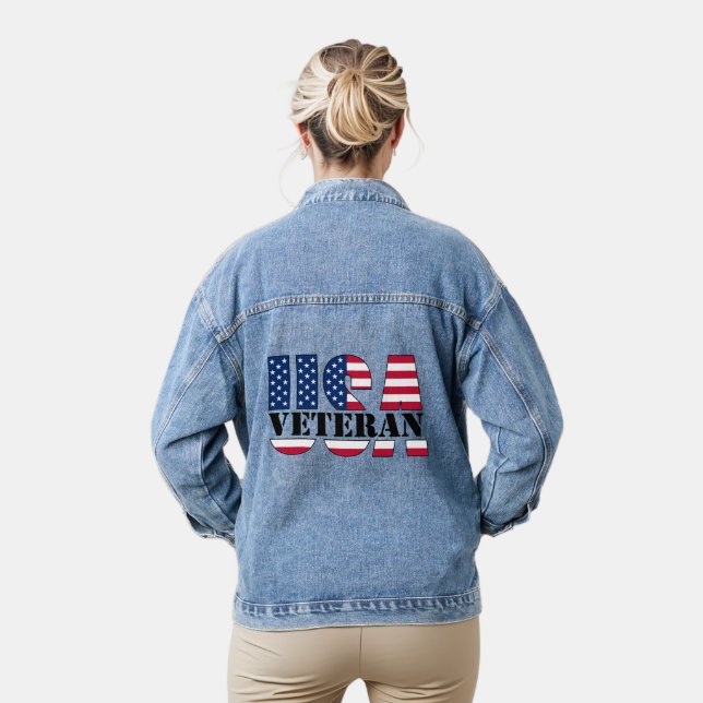 Fier Femme Vétérinaire Patriotique Veste Denim (Modèle)
