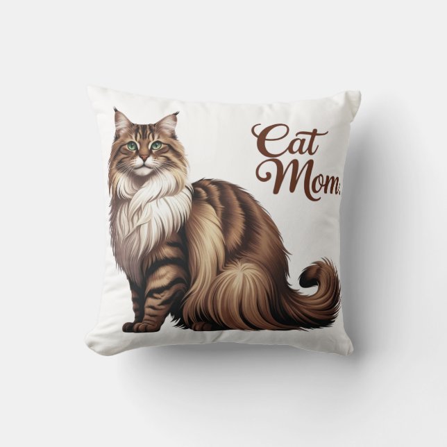 Fier Maine Coon Chat Maman Coussin I (Recto)